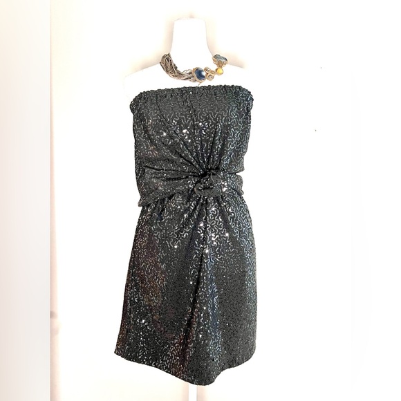 Tibi Sparkle Tube Dress – Charcoal Sequin Cocktail Mini - Picture 8 of 14